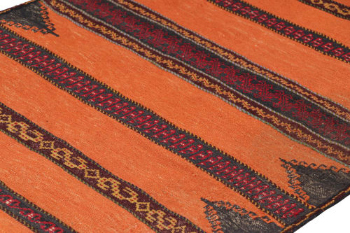 Vintage Afghan Kilim in Orange with Geometric Stripes | Rugs by Rug and Kilim