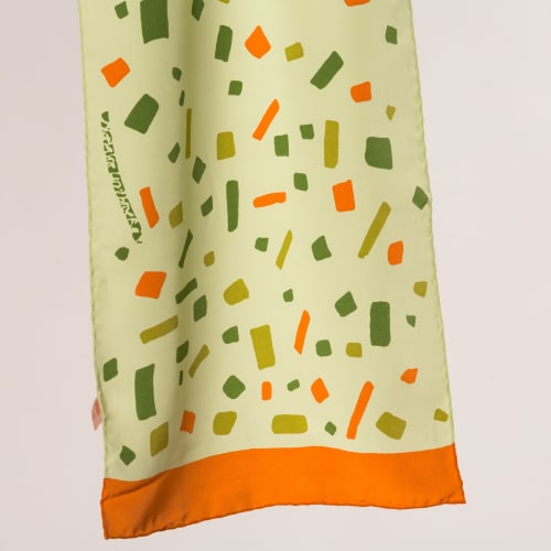 "Cabrera" green screen-printed 100% silk foulard | Apparel & Accessories by Natalia Lumbreras