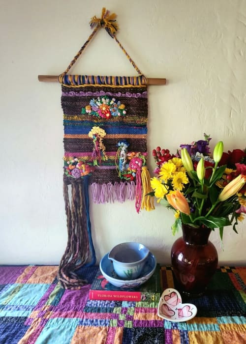 Wedding Bouquet | Embroidery in Wall Hangings by PEGGY OBERLIN/Bohograndmapeg/Story Tale Weaving