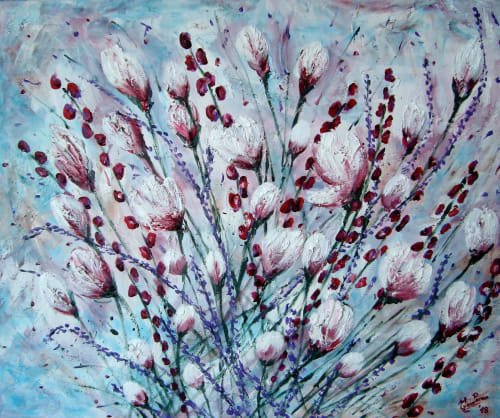 Rhapsody in pink and blue | Oil And Acrylic Painting in Paintings by Elena Parau | Private Residence - Old Town, Bucharest in Bucharest