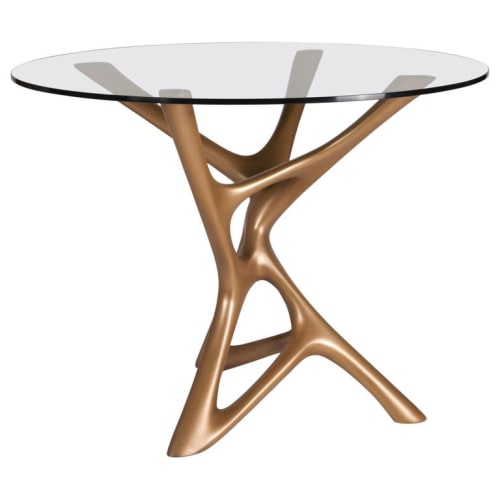 Amorph Ava Center / Dining Table, Gold Finish, Wood | Tables by Amorph