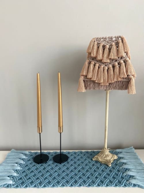 Table lamp for home, Macrame tassel lamp shade, Boho style | Lamps by Got A Knot