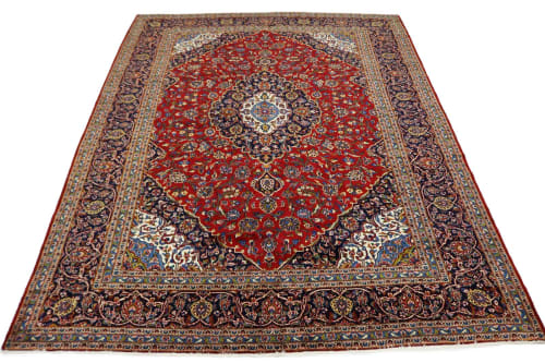 Vintage Red Traditional 10' x 13' Kashan Persian Rug | Area Rug in Rugs by Magic Rugs