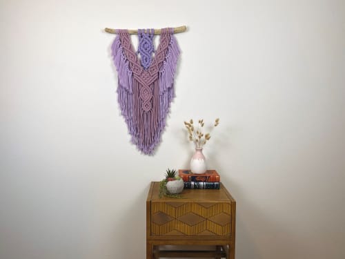 Lavender Macramé Wall Hanging - 3 Shades of Purple Tapestry | Macrame Wall Hanging by Cosmic String Fiber Art