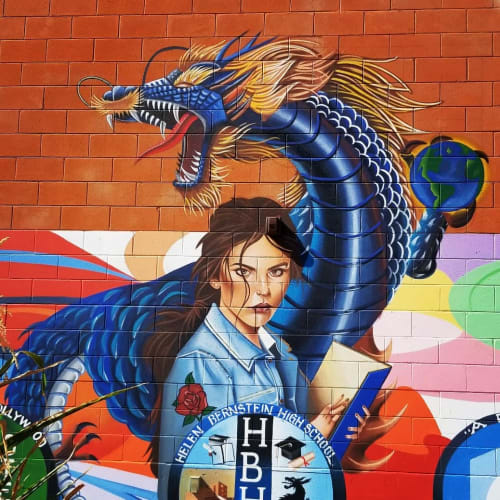 Mighty Dragon | Murals by Juan Pablo Reyes | Bernstein High School in Los Angeles
