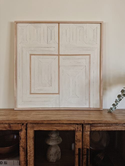Tonal White Lines 3'x3' | Decorative Objects by Aleksandra Zee