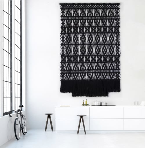 Black wallhanging 180cm x 300cm | Macrame Wall Hanging in Wall Hangings by Milla Novo