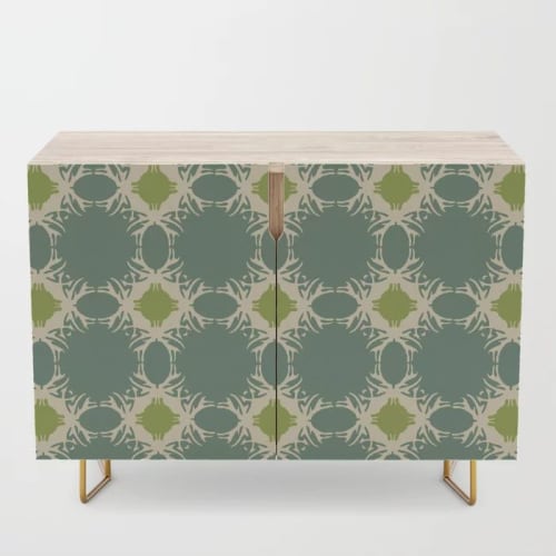 Green and White Geometric Credenza | Furniture by Odd Duck Press