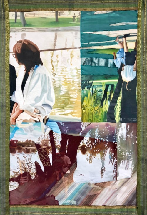 Exploration - textile painting | Oil And Acrylic Painting in Paintings by Melissa Patel