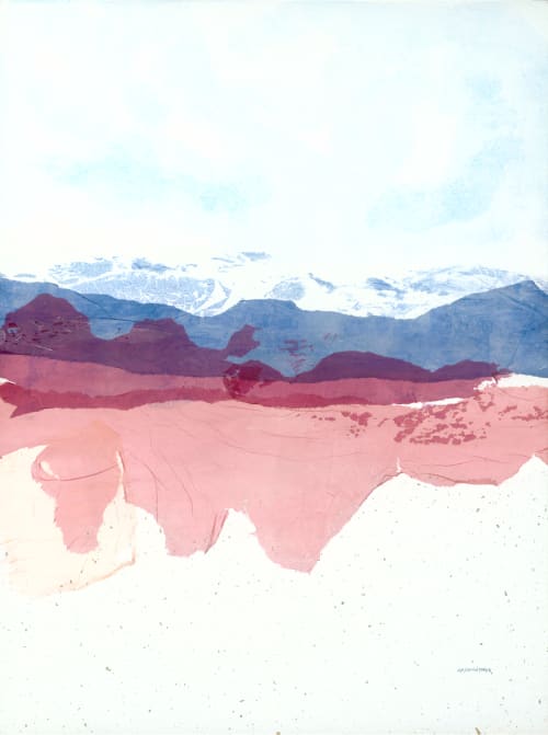 Mauve Mountains in Washi | Oil And Acrylic Painting in Paintings by Jan Sullivan Fowler