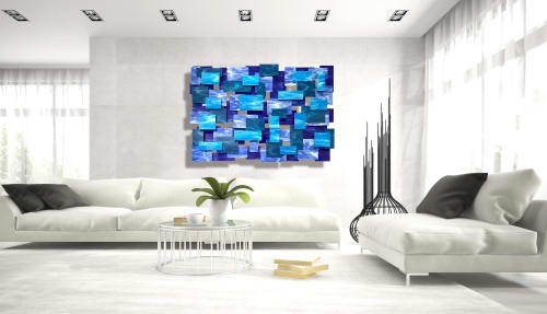 "Cascade" Glass and Metal Wall Art Sculpture | Wall Sculpture in Wall Hangings by Karo Studios