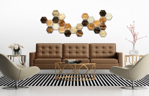 "Earth" Hex Glass Wall Sculpture Set | Wall Hangings by Karo Studios