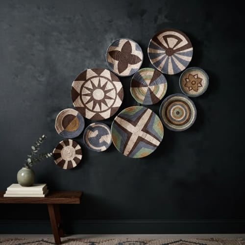 Set of 10 Modern Boho Wall Decor Baskets | Decorative Plate in Decorative Objects by Sarmal Design