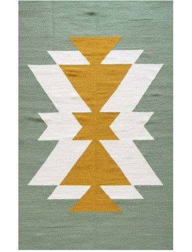 Royal Sage Green & Mustard Handmade Rug | Rugs by Mumo Toronto
