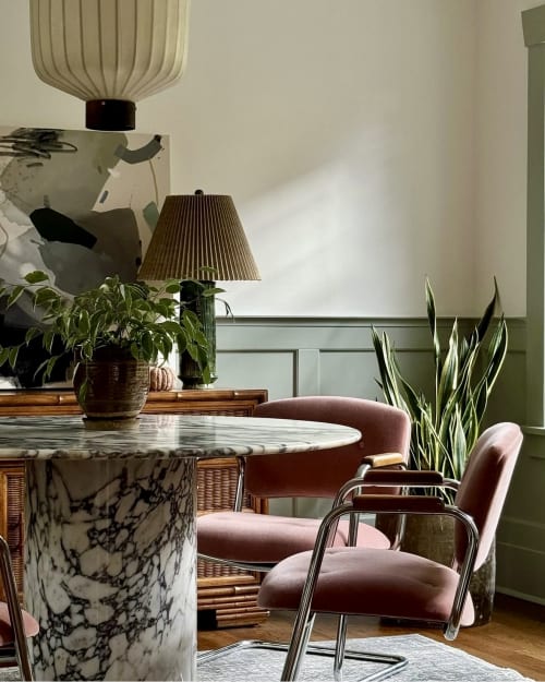 Calacatta Viola Marble Round Pedestal Dining Table | Tables by Phidias Atelier