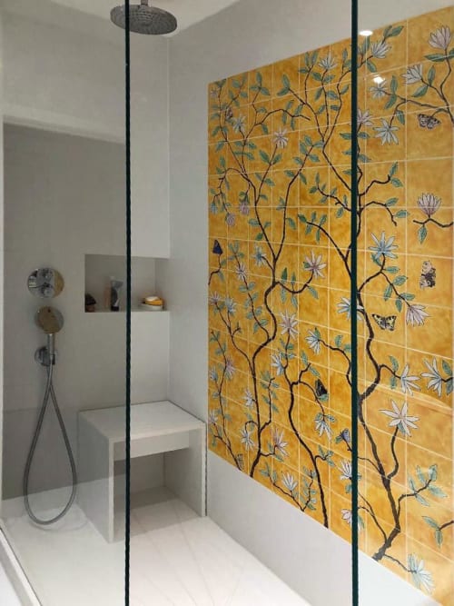 Butterfly Chinoiserie tiles | Tiles by Reptile Tiles