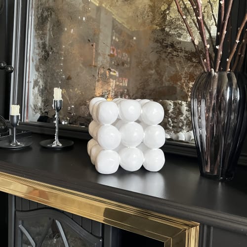 'Non-Ideal Cube Eggshell Effect' | Candle Holder in Decorative Objects by IRENA TONE