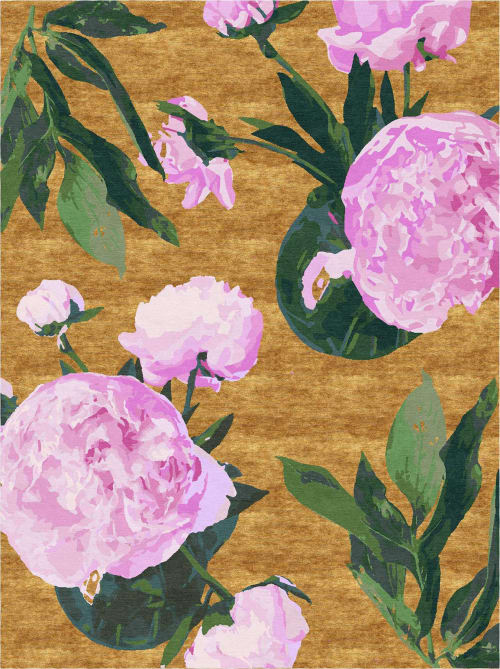 PEONIES AND GOLD I, II & II | Area Rug in Rugs by Emma Gardner Design, LLC