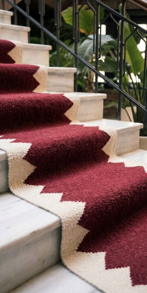 Handwoven Wool Stair Runner | Customizable Geometric Carpet | Runner Rug in Rugs by Evergreen Carpets