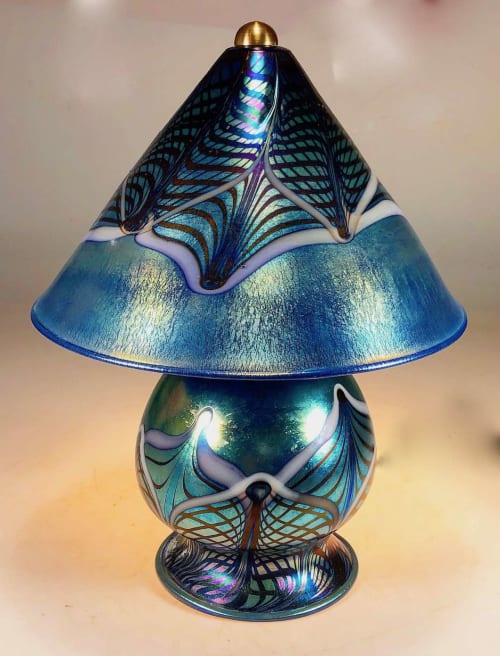 Blue Luster Double Decorated Gem | Table Lamp in Lamps by Rick Strini
