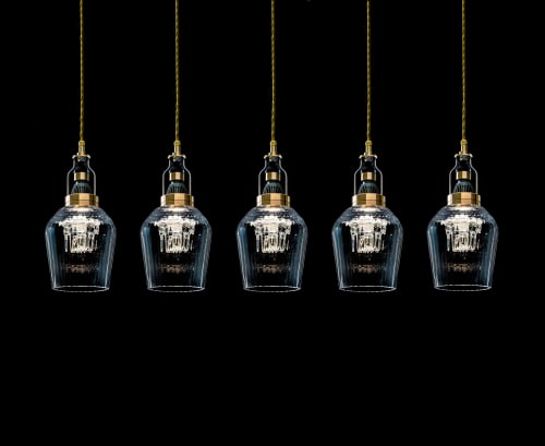 Blown ribbed glass/crystal inserts #47 | Pendants by Vitro L