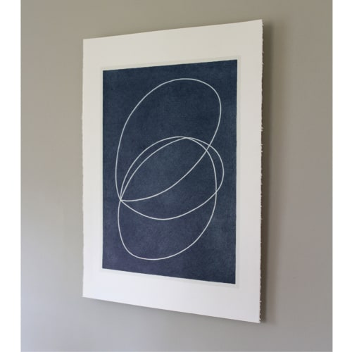 'Linear Drawing No 4 (blue)' - handmade silkscreen print | Paintings by Emma Lawrenson