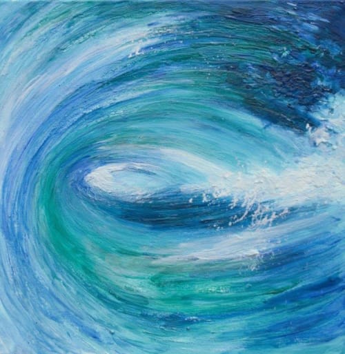 Encaustic Painting Ocean Tube | Paintings by Maya Ceramics and Paintings