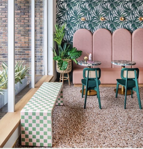 Checkered Tile Table or Bench | Tables by Mahina Studio Arts | Sampaguita Ice Cream in Orlando