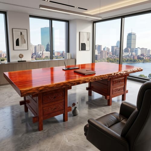 Bespoke Live Edge Song Single Slab Executive Desk & Table II | Conference Table in Tables by Dynasty Artisan