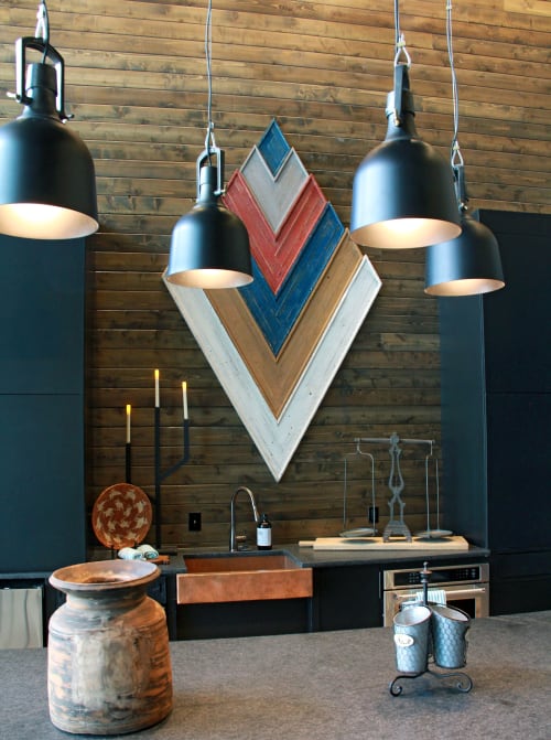 Reclaimed Wood Arrows | Sculptures by Organik Creative | Ascent Victory Park Apartments in Dallas