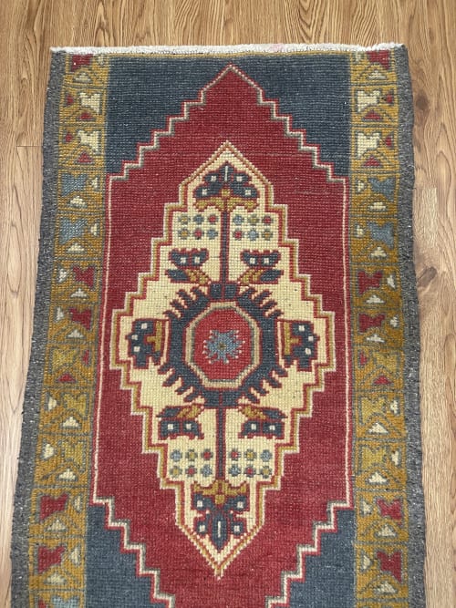 Hand-woven Turkish Rug Doormat | 1.9 x 2.11 | Small Rug in Rugs by Wool and Rug