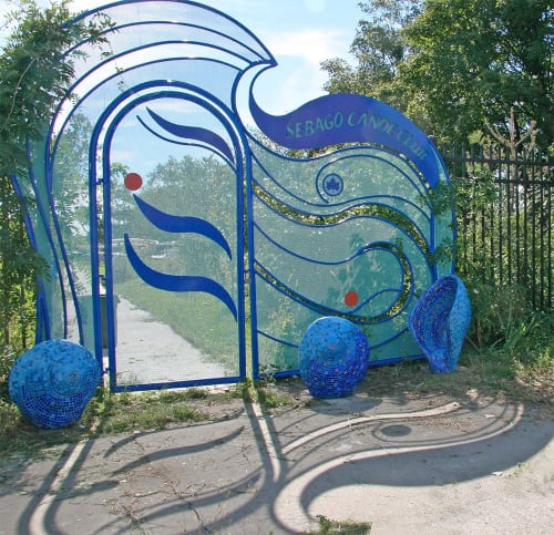 Gate & Bollards | Sculptures by May & Watkins Design | Sebago Canoe Club Inc in Brooklyn