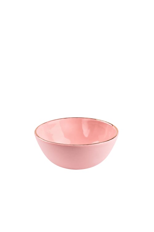 Handmade Porcelain Bowl With Gold Rim. Powder Pink | Dinnerware by Creating Comfort Lab