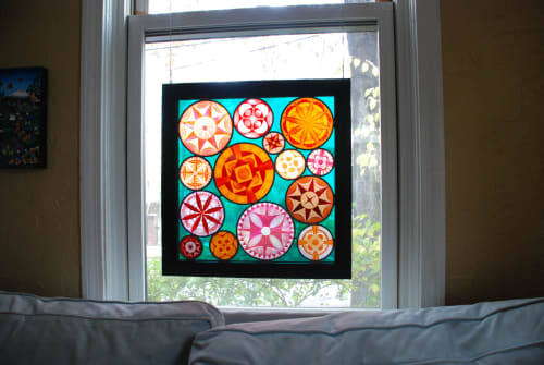 Sandblasted stained glass panel | Art & Wall Decor by Kate Gakenheimer Stained Glass