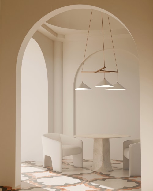 Emily Group of Three custom semi matte creme white finish | Chandeliers by MOSS Objects