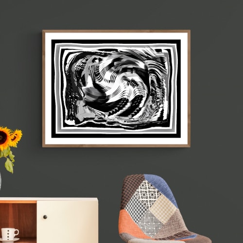 Harvest Moon - Black and White Abstract Art - Giclee Print | Paintings by Paul Manwaring Fine Art Prints