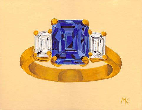 Blue Sapphire Ring - Original Oil Painting on Canvas | Oil And Acrylic Painting in Paintings by Michelle Keib Art