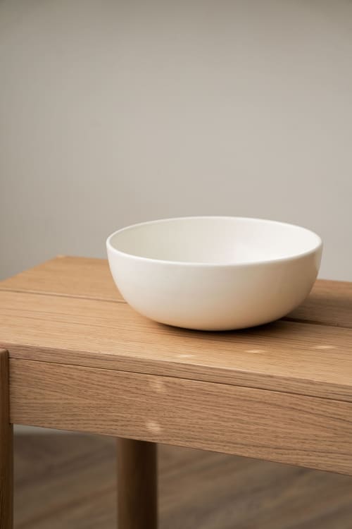 White Matte Stoneware Salad Serving Bowl | Serveware by Creating Comfort Lab