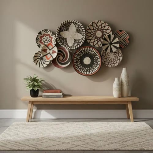 10 Pieces Modern Boho Wall Decor Baskets | Decorative Plate in Decorative Objects by Sarmal Design