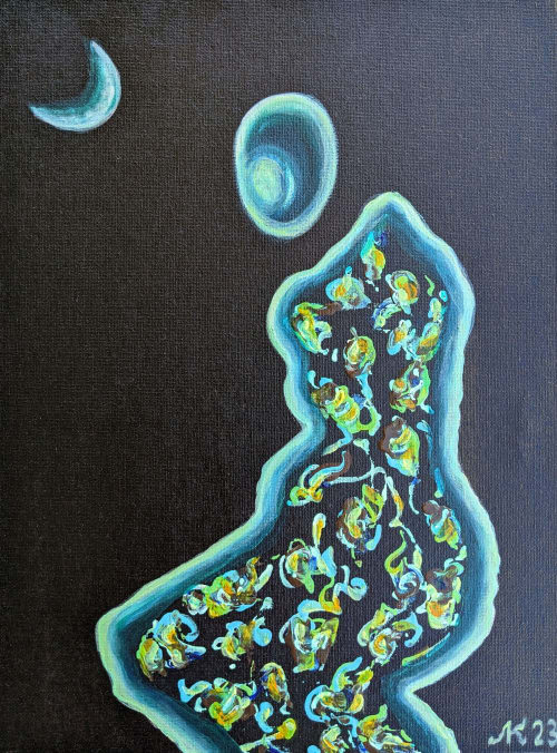 By moonlight | Oil And Acrylic Painting in Paintings by Lena Kolambet