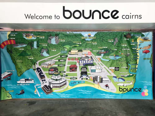 Map of Cairns | Art & Wall Decor by Dazigns | Bounce Cairns in Cairns City