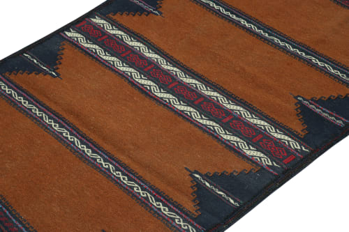 Vintage Sofreh Persian Kilim in Brown with Geometric Pattern | Rugs by Rug and Kilim