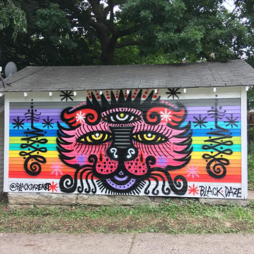 Rainbow Cat Garage Door Mural | Murals by BLACK DAZE