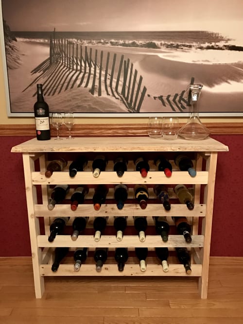 Reclaimed Wood Wine Rack | Furniture by Cask Woodworking | Private Residence, Edmonton, Canada in Edmonton