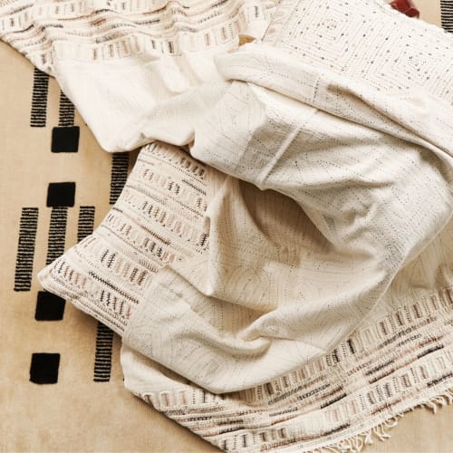 Maze Brown Hand Embroidered Pillow | Pillows by Studio Variously