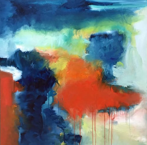 Tangled Up In Blue Oil Contemporary Abstract | Oil And Acrylic Painting in Paintings by Strokes by Red - Red (Linda Harrison)