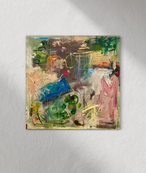 Pink Dress | Oil And Acrylic Painting in Paintings by Gaby Castro Joffroy