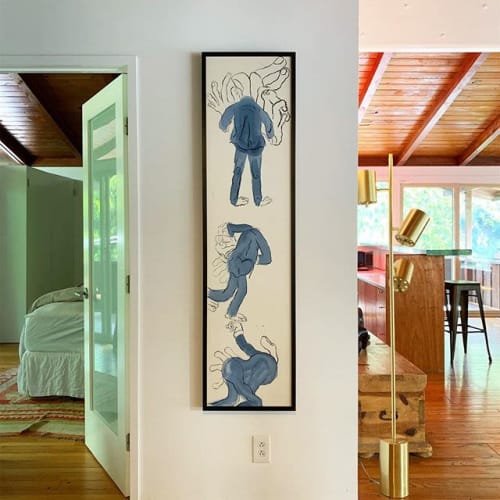 A piece entitled "3 Frame" hanging in a collector's home | Paintings by Michael Haight | Coldwater Canyon in Beverly Hills