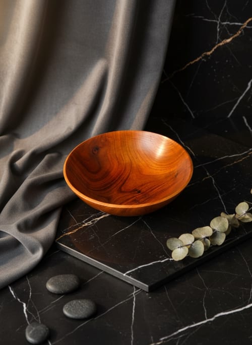 Solid Cherry Wood Bowl | Hand-Turned Minimalist Design | Decorative Bowl in Decorative Objects by Holzkunst Samuel Meisinger