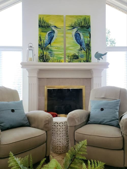 Twin Herons - Canvas Commission | Paintings by Earth & Ether Art